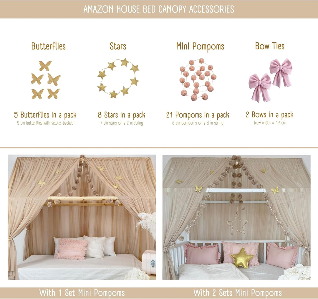Montessori Betthimmel für Kinderzimmer, weicher Tüll, Hausbetthimmel, Kleinkind-Bodenbett-Dekoration