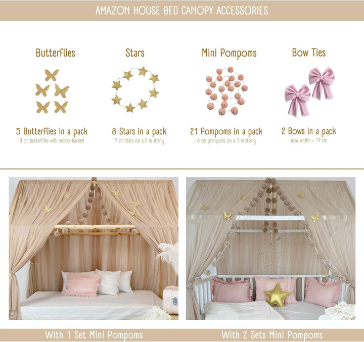 Montessori Betthimmel für Kinderzimmer, weicher Tüll, Hausbetthimmel, Kleinkind-Bodenbett-Dekoration