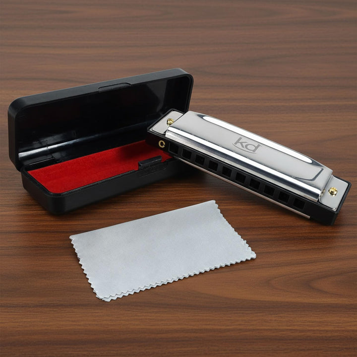 keepdrum KDBHC Bluesharp Mundharmonika C-Dur mit personalisierter Gravur Mundharmonika Silber, Mundh