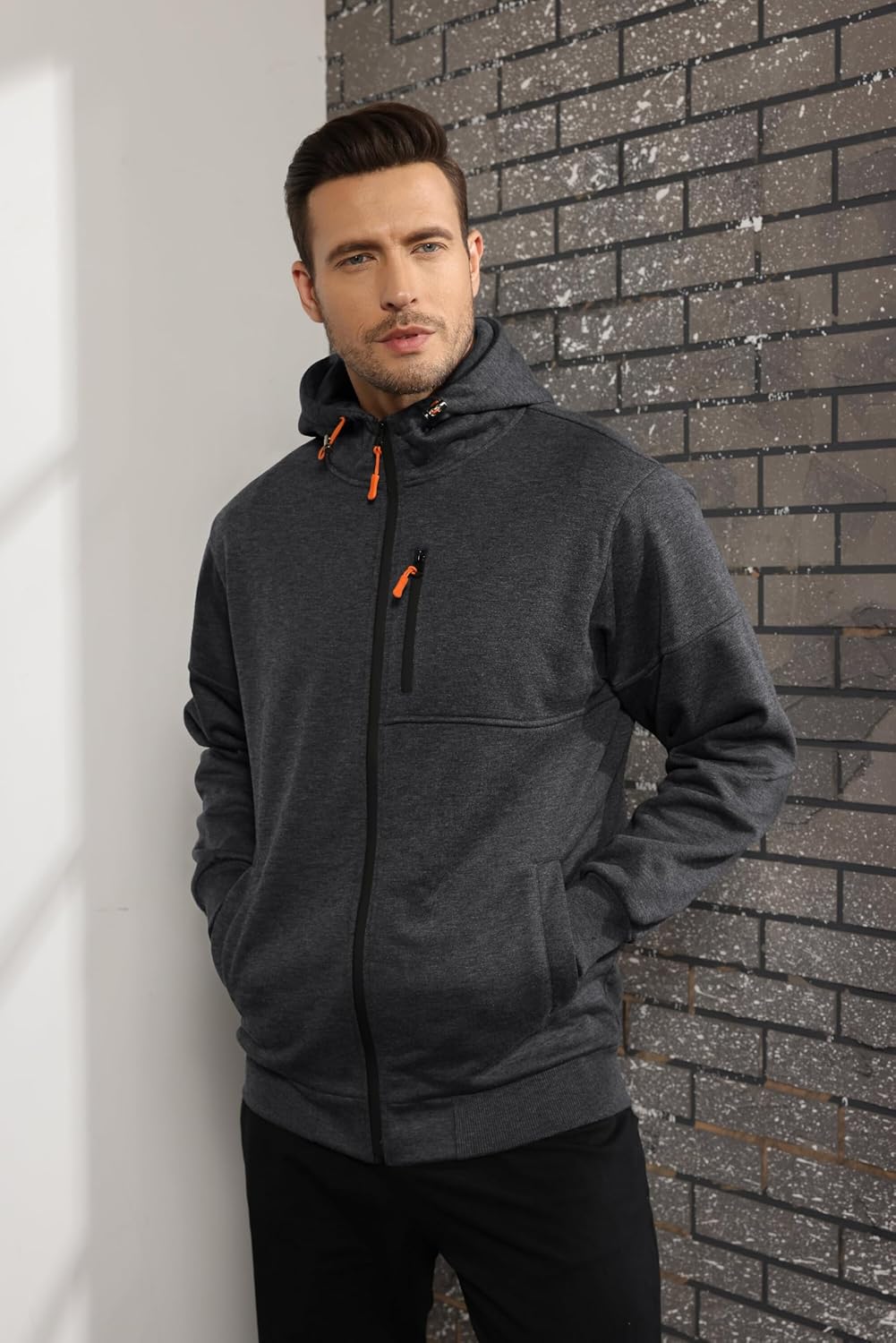 CTU Herren Hoodies Zip Up Langarm Fleece Sweatshirts Hoodies für Männer S-3XL S Dunkelgrau, S Dunkel