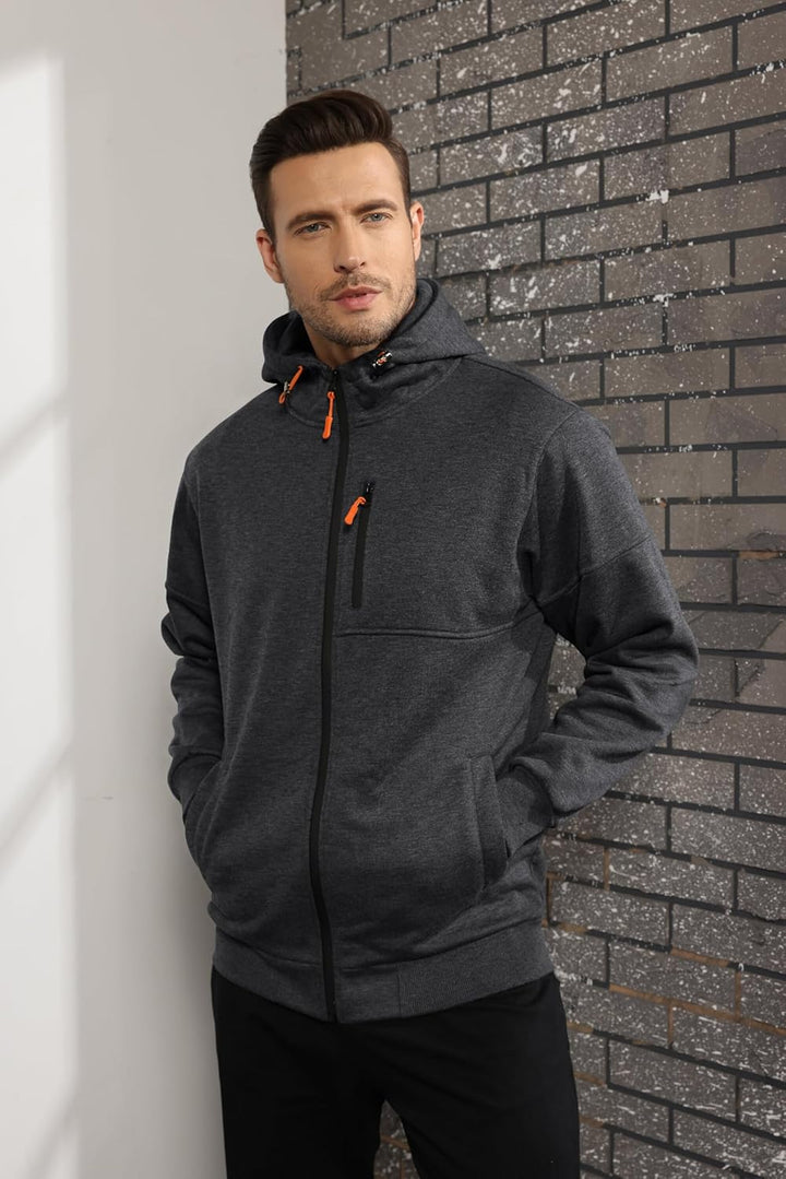 CTU Herren Hoodies Zip Up Langarm Fleece Sweatshirts Hoodies für Männer S-3XL S Dunkelgrau, S Dunkel