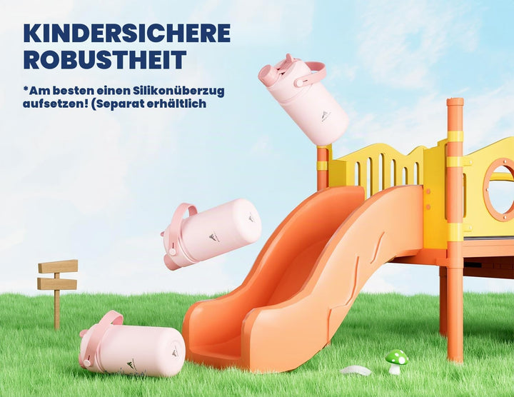 POWCAN Kinder Edelstahl Trinkflasche, Auslaufsicher, 2-in-1 Deckel, 355ml Cotton Candy 355 ml, Cotto