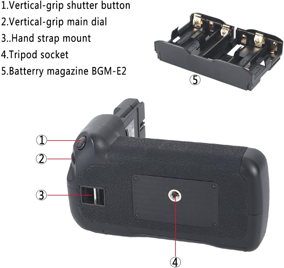 DSTE® Batterie Griff für Canon EOS 20D 30D 40D 50D SLR Digital Kamera als BG-E2N mit (2 packung) BP-