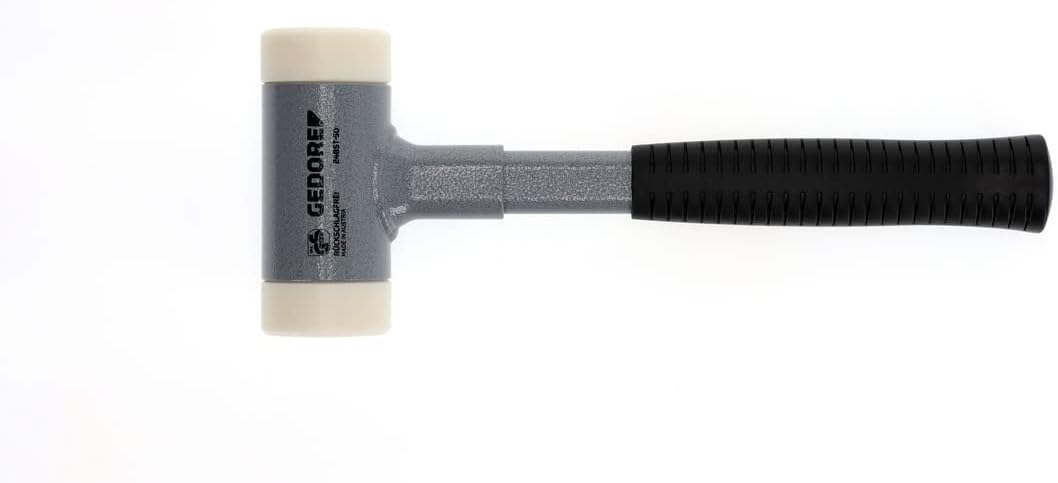 GEDORE 8829250 Rückschlagfreier Schonhammer, Ø 50 mm, Stahlrohrstiel, Austauschbare Polyamid-Köpfe K