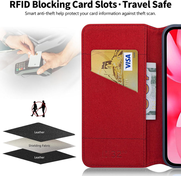 32nd Klassische Serie 2.0 - Lederhülle Case Cover für Google Pixel 9a, Echtleder Hülle Mit RFID-Bloc