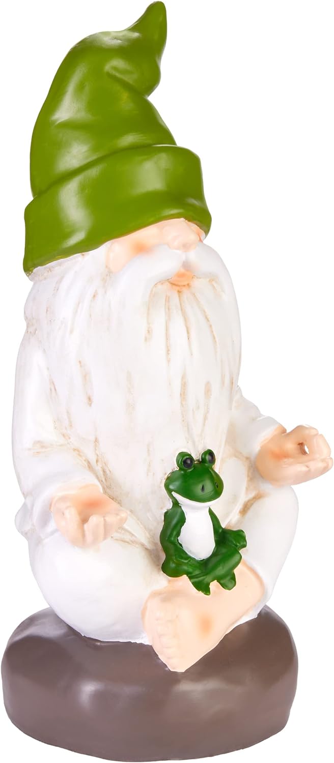 BRUBAKER Gartenzwerge Set Yoga Baum und Schneidersitz - Zwerge mit Frosch - Zen Gartenfigur Sport Fi
