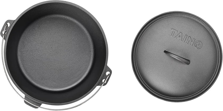 TAINO Dutch Oven Gusseisen-Topf Dopf Feuertopf Deckel-Heber Kochtopf (8 Liter), 8 Liter