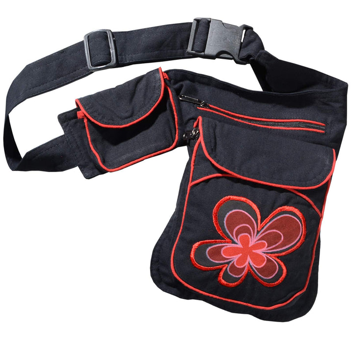 KUNST UND MAGIE Goa Schulter Bauchtasche Gürteltasche Bauchgurt Hippie Psy Festival Blumenmotiv, Far