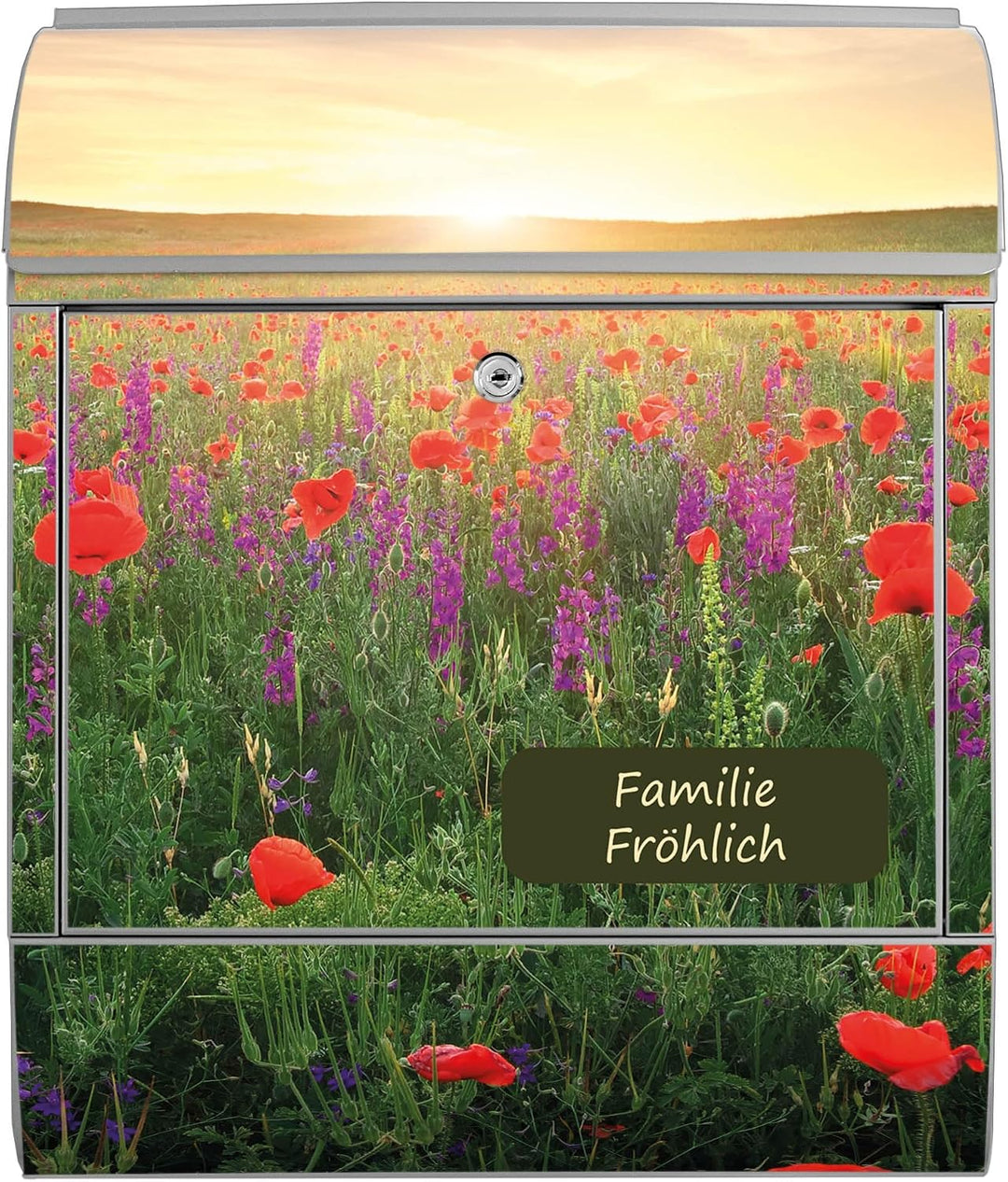 banjado Design Briefkasten personalisiert 38,5x46,5x13cm &amp; 2 Schlüssel - Briefkasten Stahl Silber Ze