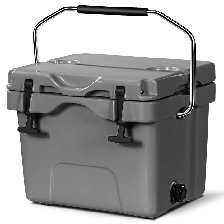COSTWAY Kühlbox 15 Liter, Isolierbox tragbar mit Griff & Ablassstopfen & Getränkehalter, Thermobox W