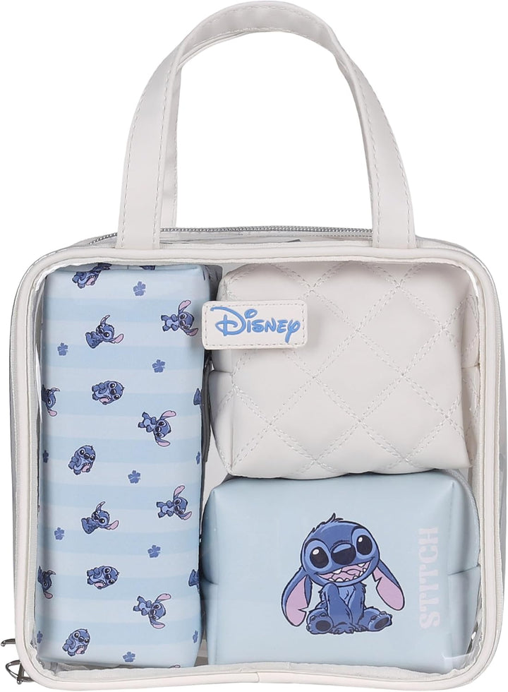 Disney Stitch Reise-Kosmetiktaschen, 4er-Set, beige und blau (Stitch), Stitch