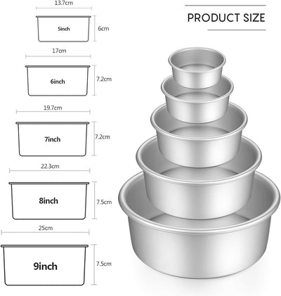 Gesentur Kuchenform Rund Backformen Set aus Eloxiertem Aluminium Antihaftbeschichtung, mit Boden Abn