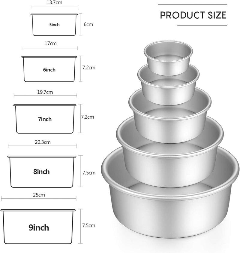 Gesentur Kuchenform Rund Backformen Set aus Eloxiertem Aluminium Antihaftbeschichtung, mit Boden Abn