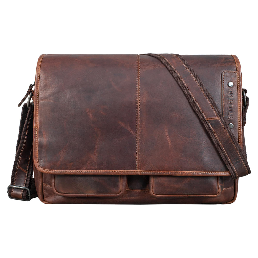 STILORD 'Curtis' Umhängetasche Leder als Messenger Bag oder Aktentasche Vintage Laptoptasche 15,6 Zo