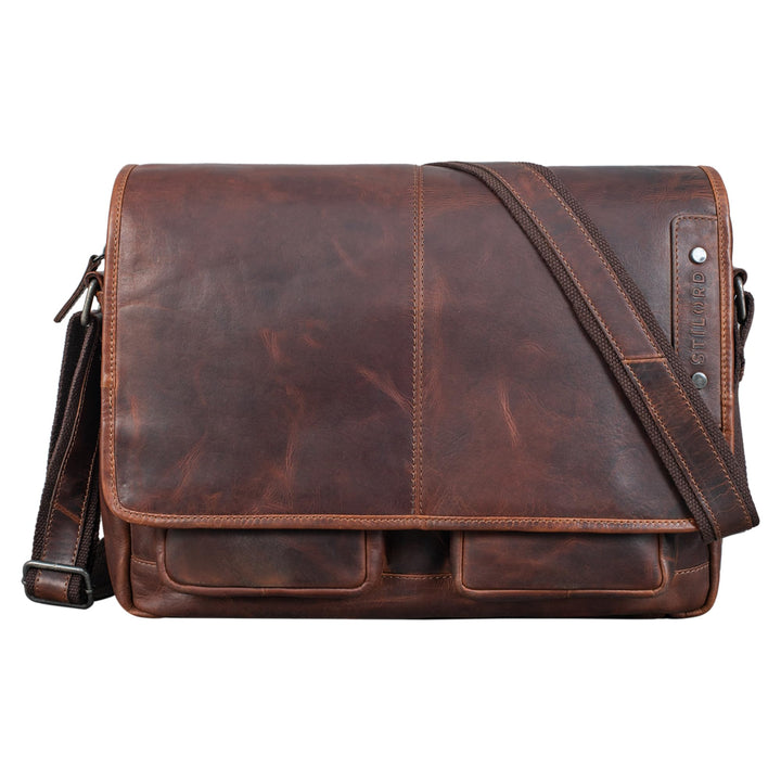 STILORD 'Curtis' Umhängetasche Leder als Messenger Bag oder Aktentasche Vintage Laptoptasche 15,6 Zo