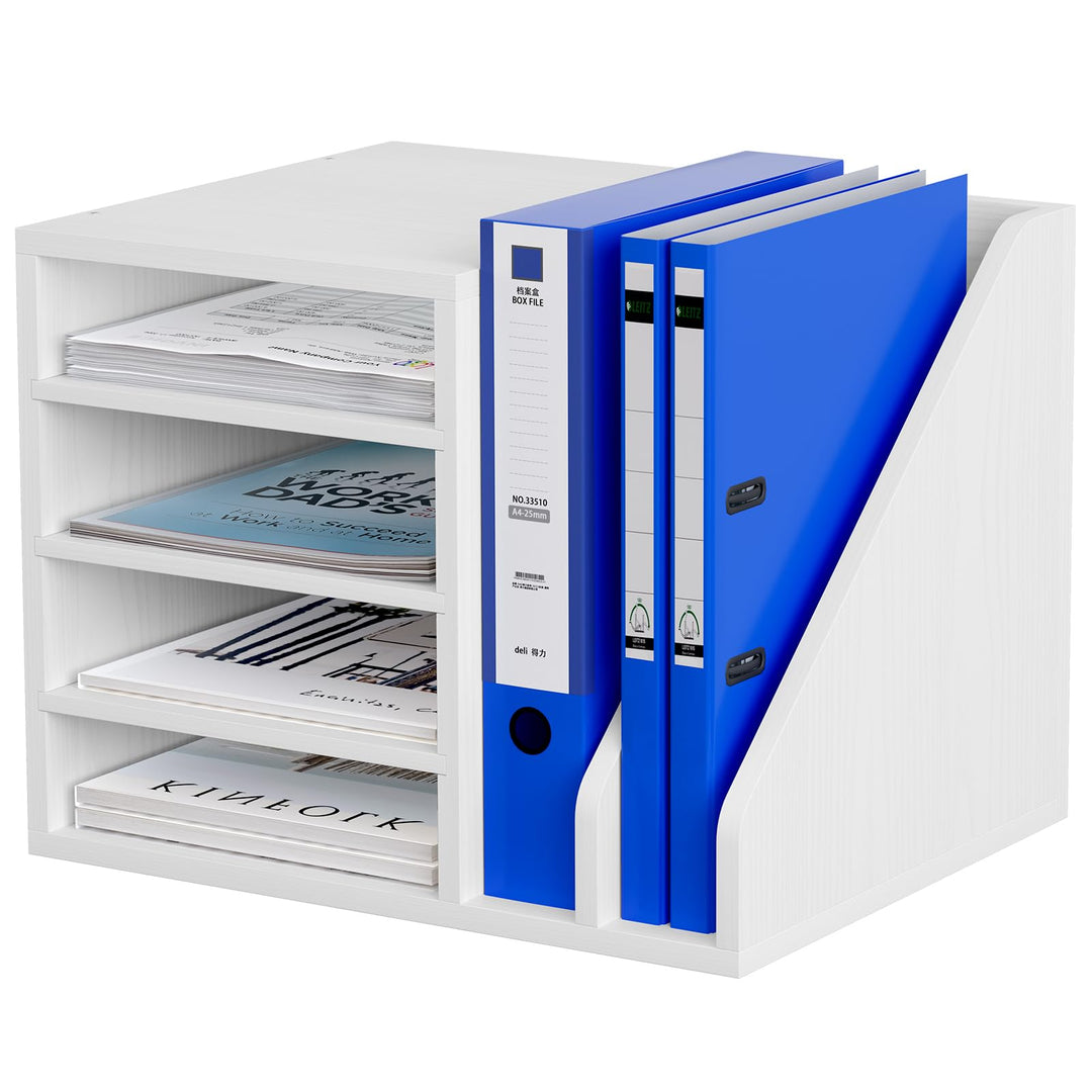 EasyPAG 6 Fächer Holz A4 Büro Schreibtisch Organizer Dokumentenhalter Aktenablage Zeitschriftenhalte