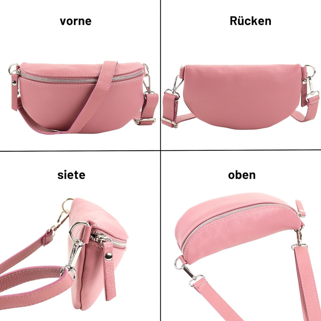 Blade Bauchtasche Damen Echtleder, stylische Gürteltasche Damen mit 2 gemusterten und Leder abnehmba