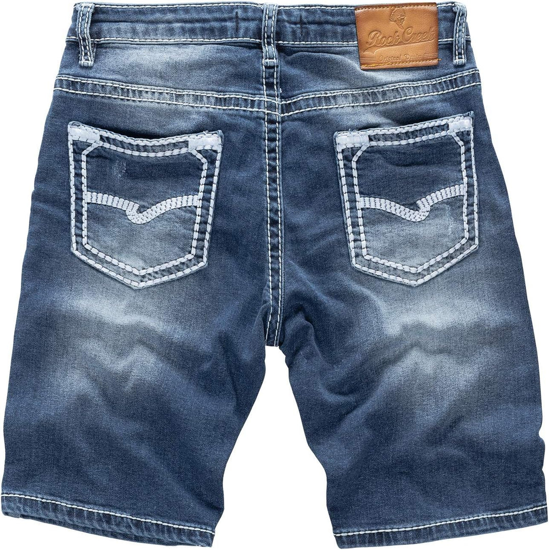 Rock Creek Herren Shorts Jeansshorts Denim Stretch Sommer Shorts Regular Slim M23, Blue White
