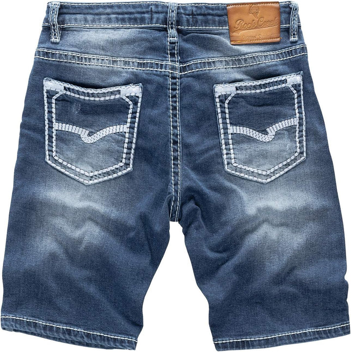 Rock Creek Herren Shorts Jeansshorts Denim Stretch Sommer Shorts Regular Slim M23, Blue White