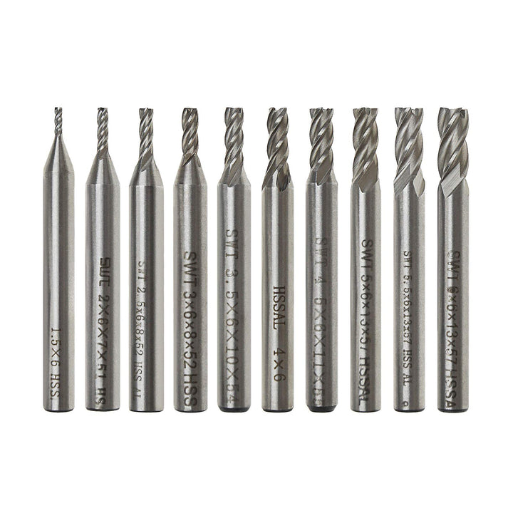 OTOTEC Schaftfräser mit geradem Schaft, HSS, 4 Rillen, 1,5 bis 6 mm Durchmesser, 6 mm Griff für Holz