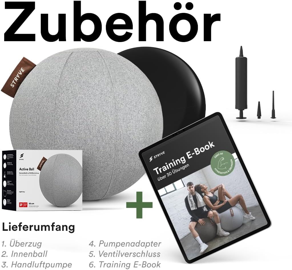 STRYVE Active Ball Wollfilz (65 cm, 70 cm), innovativer Sitzball mit Filzbezug, Ergonomische Alterna