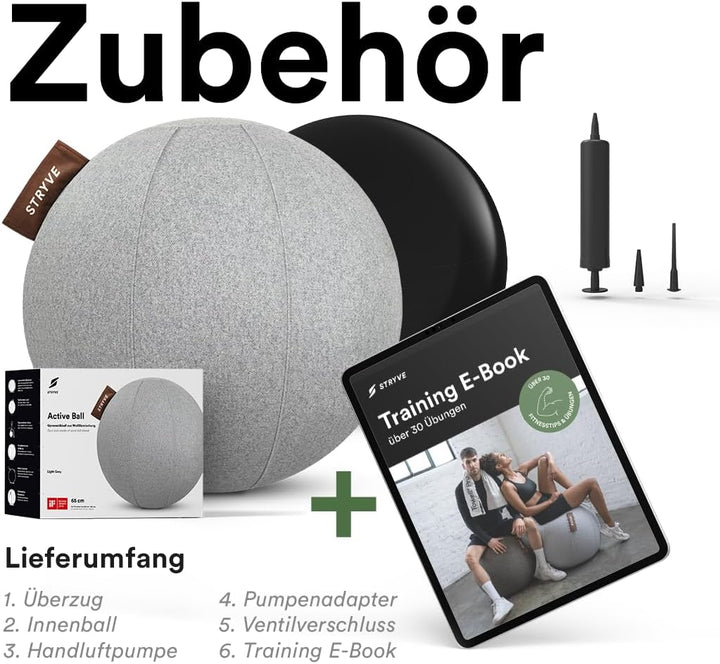 STRYVE Active Ball Wollfilz (65 cm, 70 cm), innovativer Sitzball mit Filzbezug, Ergonomische Alterna