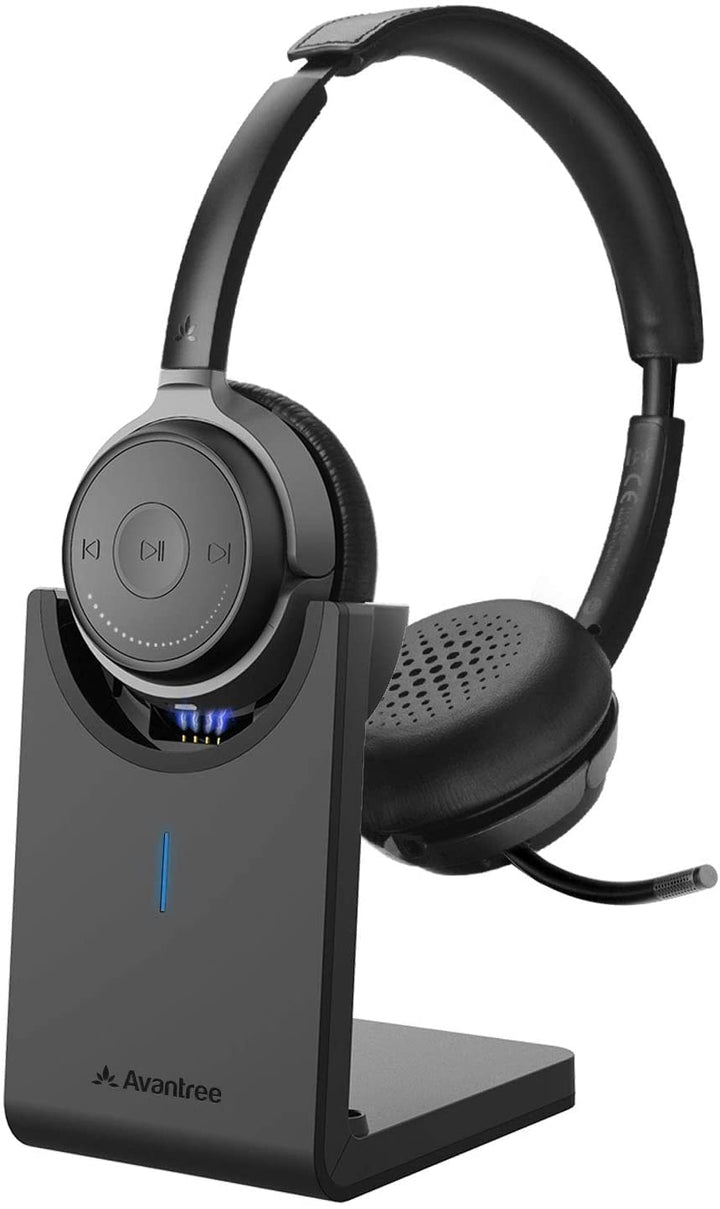 Avantree Bluetooth 5.0 Kopfhörer mit Abnehmbaren Mikro & Ladeständer, aptX HD Kabelloses Headset für