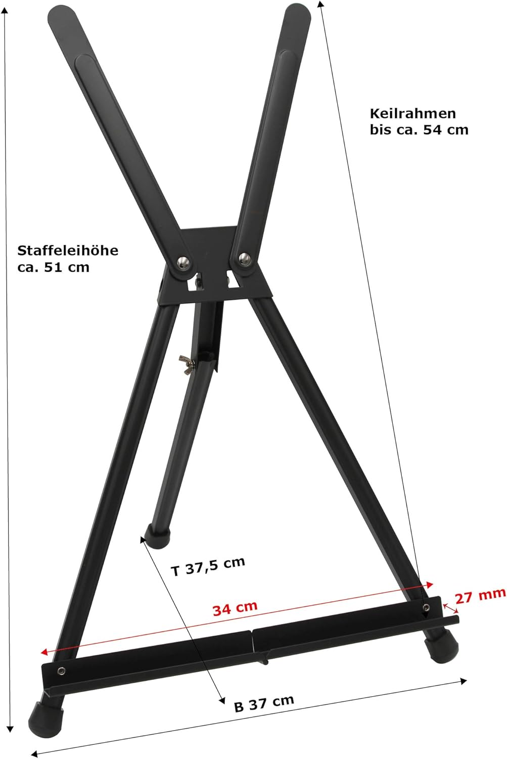 Paintersisters 4er-Set Tischstaffelei Aluminium in schwarz, Displaystaffelei, Bildhalter für Keilrah