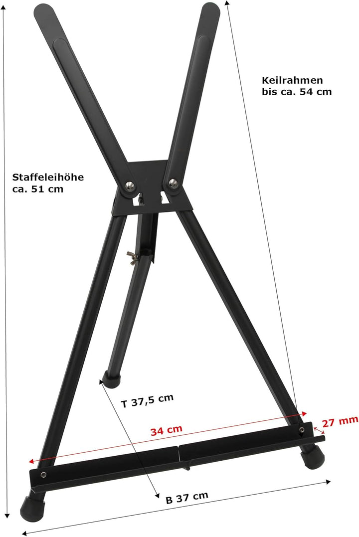 Paintersisters 4er-Set Tischstaffelei Aluminium in schwarz, Displaystaffelei, Bildhalter für Keilrah