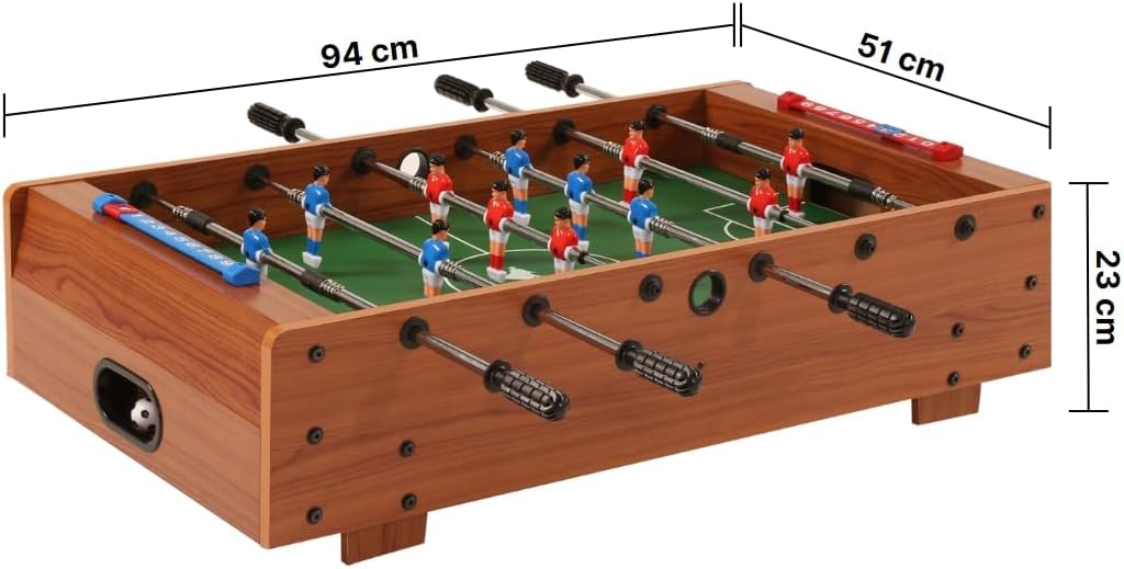Mini-Kickertisch als praktische Auflage für Tisch oder Boden mit kindersicheren Teleskopstangen Grös