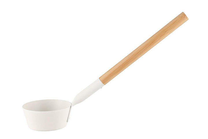 Rento - Saunakelle, Aufgusskelle, Saunalöffel - Aluminium, Bambus - Weiss - 43 cm