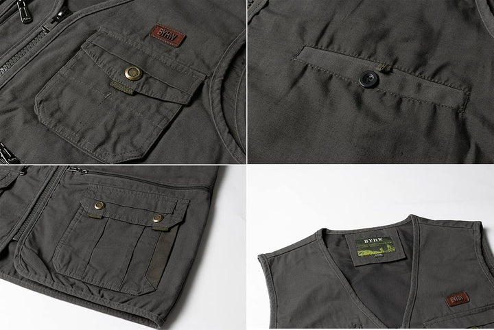 Oralidera Herren Outdoor Weste Freizeit Jacke Leicht Safari Weste mit Reissverschluss Jagd und Angle