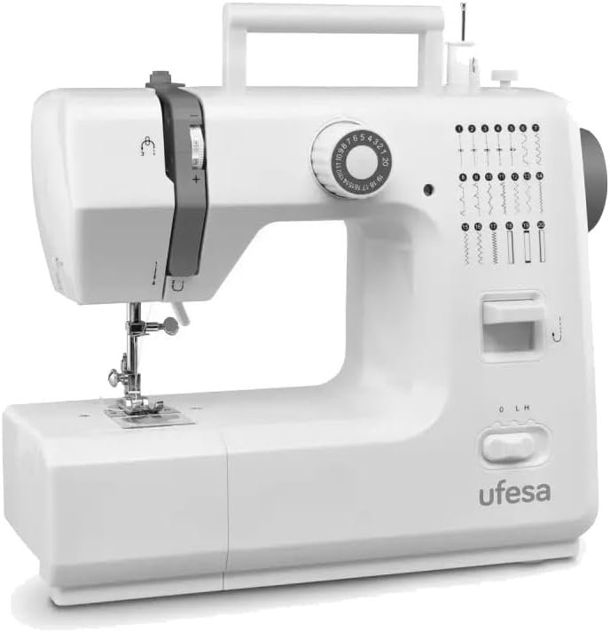 Ufesa SW2002 Deluxe Nähmaschine mit 20 Stichen, 2 Geschwindigkeitsstufen, Nählicht, Pedal/Manueller