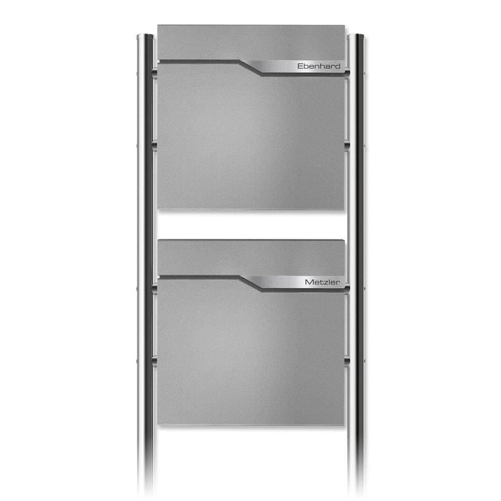 Metzler Doppel Standbriefkasten in Graualuminium, Pulverbeschichtet & mit Zeitungsfach - Inkl. Edels