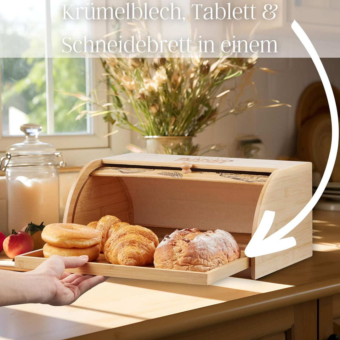ecosa Brotbox aus nachhaltigem Bambus mit Rolldeckel Brotkasten Brotaufbewahrung Brotkorb Aufbewahru