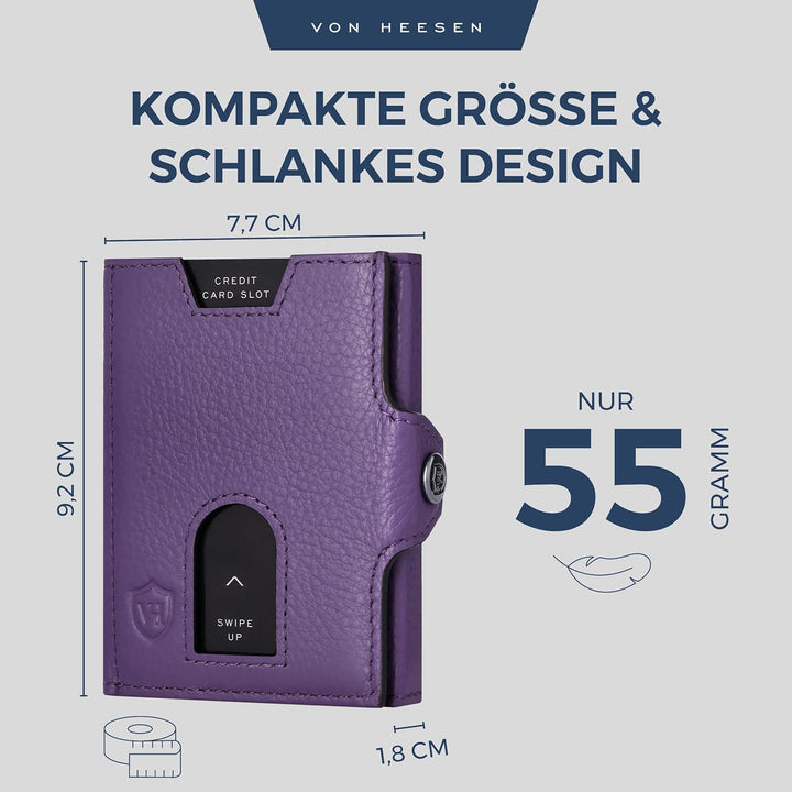 VON HEESEN Slim Wallet mit RFID Schutz - Geldbörse Herren klein - Mini Geldbeutel Damen Portmonee -