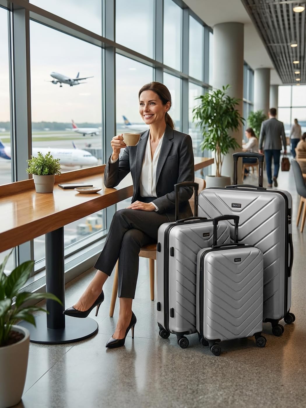 REDOLZ Hartschalen 3er Koffer-Set | Leichte Reise-Trolleys - hochwertiges ABS Material | Damen/Herre