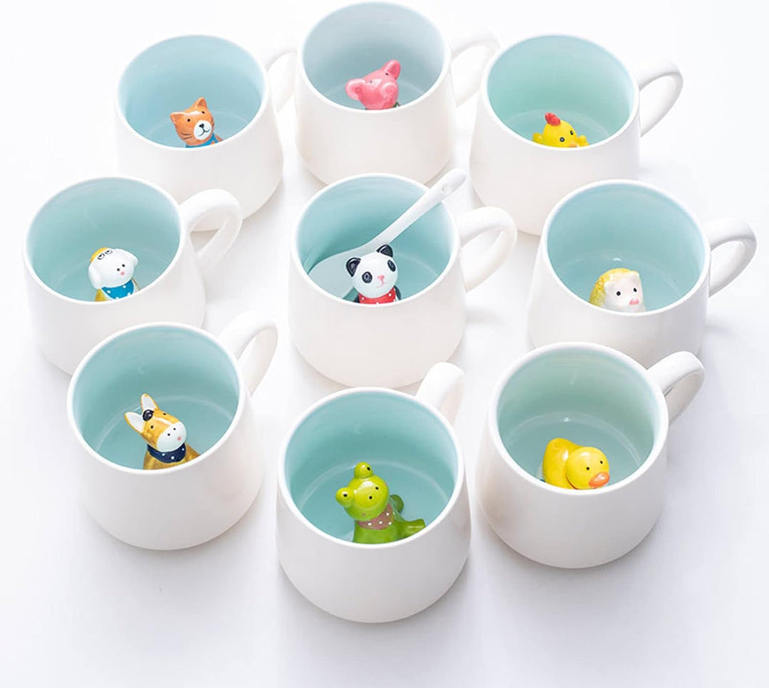 Hund Tasse Lustige Kaffeetasse Hund Tasse 3D Geschenk Keramik Teetasse mit Löffel Untersetzer Tee Ka