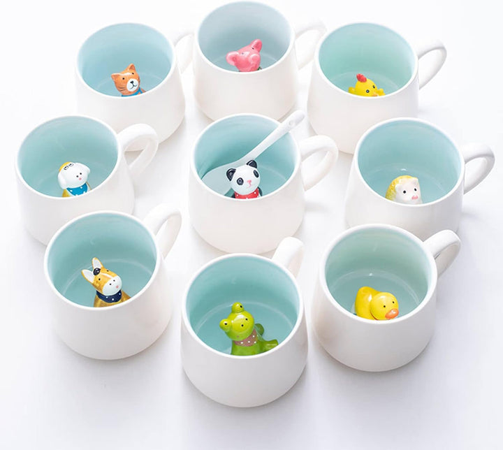 Hund Tasse Lustige Kaffeetasse Hund Tasse 3D Geschenk Keramik Teetasse mit Löffel Untersetzer Tee Ka