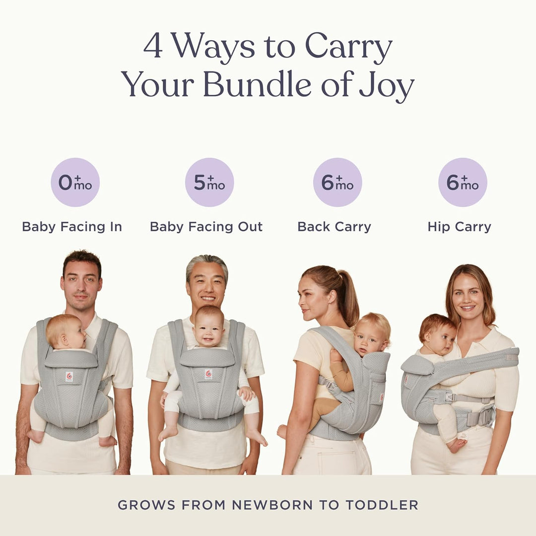 Ergobaby Omni Deluxe All-in-One Babytrage für Neugeborene ab Geburt bis 20kg, Ergonomische 4-Positio