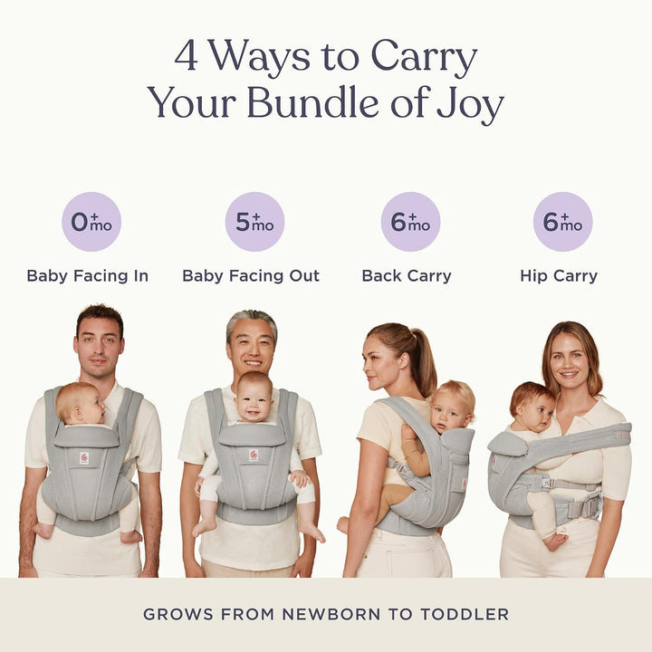 Ergobaby Omni Deluxe All-in-One Babytrage für Neugeborene ab Geburt bis 20kg, Ergonomische 4-Positio
