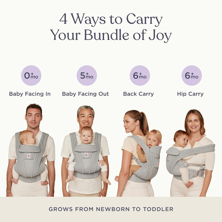 Ergobaby Omni Deluxe All-in-One Babytrage für Neugeborene ab Geburt bis 20kg, Ergonomische 4-Positio