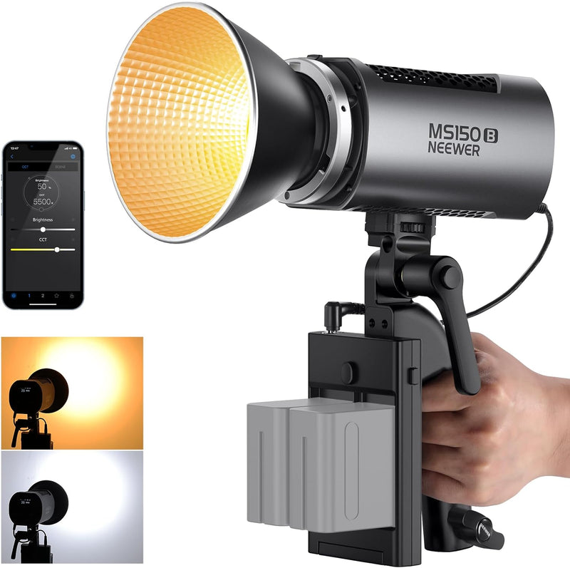 NEEWER MS150B 130W LED Videoleuchte Studiolicht mit 2,4G/APP Fernbedienung COB Bi Farbe Studio Dauer