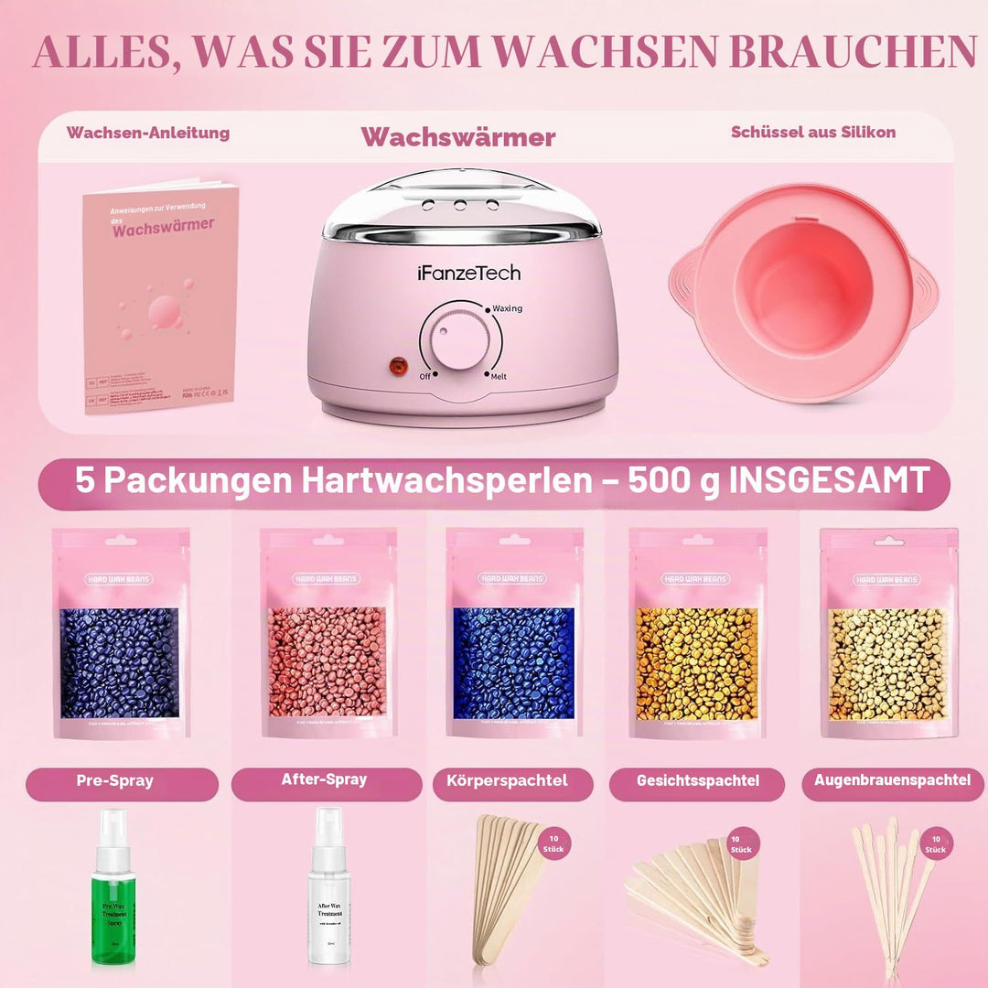 iFanzeTech Wax Maschine Waxing Set Frauen: Wachs Haarentfernung - Wachswärmer Wachsgerät zur haarent