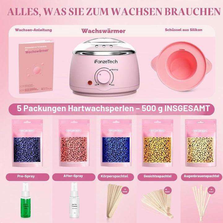 iFanzeTech Wax Maschine Waxing Set Frauen: Wachs Haarentfernung - Wachswärmer Wachsgerät zur haarent