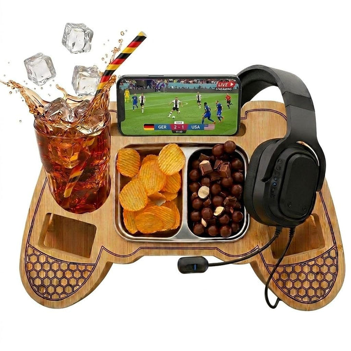 1BRANCH2 UNITY&HERITAGE SnackPad – Die Couchbar für Gamer im Controller-Design | Premium Bambus Snac
