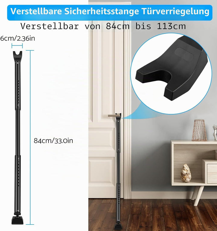 eSynic Tür-Sicherheitsstange, 3-in-1 Türstopper, Sicherheitsstange, strapazierfähig, verstellbare Sc