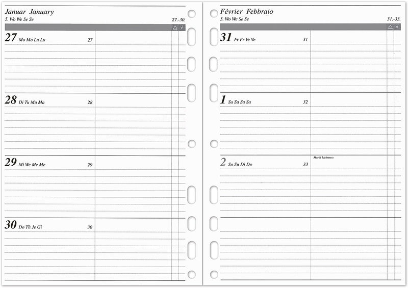 ALMADIH Leder A5 Terminplaner mit Ringmechanik Kalender 2024 Schreibblock Premium Rindsleder Braun D
