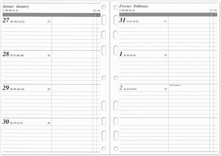 ALMADIH Leder A5 Terminplaner mit Kalender 2024 Schreibblock Premium Rindsleder BV Ledermappe Mappe