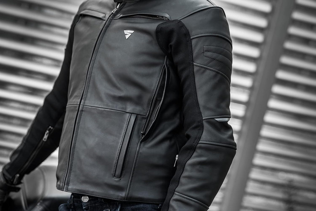 SHIMA SHADOW TFL Motorradjacke Herren | Premium Biker-Lederjacke Belüftet mit CE Rücken, Schulter un